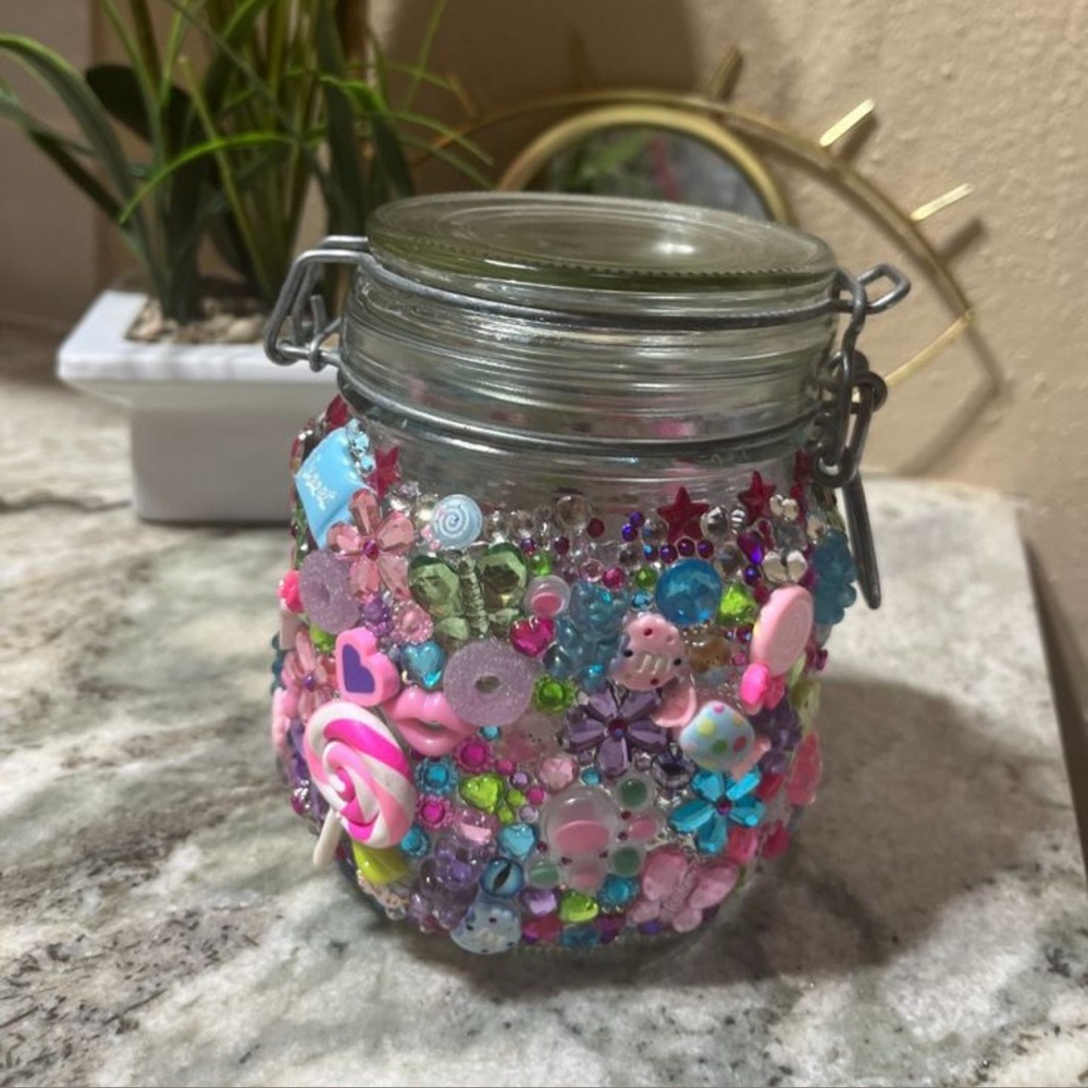 Colorful Beaded Glass Jar